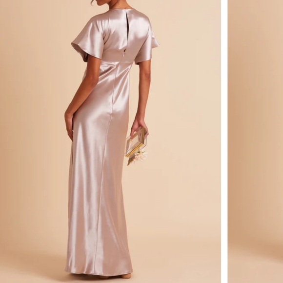 BIRDY GREYJESSE DRESS SHINY SATIN TAUPE DRESS/ SIZE  M. - Picture 5 of 14